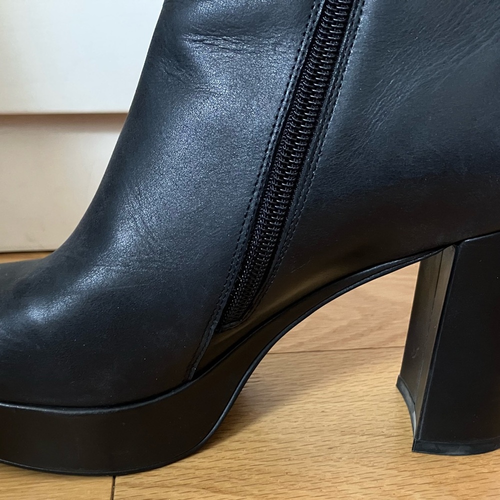 Jeffrey Campbell Wedge Black Leather Ankle Boots